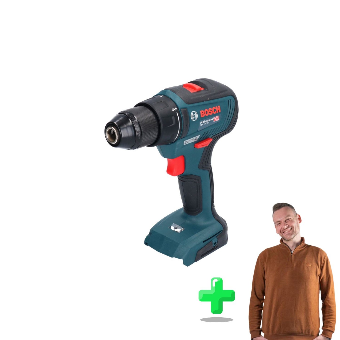 Bosch GSR 18V-55 Perceuse-visseuse sans fil professionnelle 18 V 55 Nm sans balais + L-Case + Sweat-shirt Toolbrothers Quarter-Zip