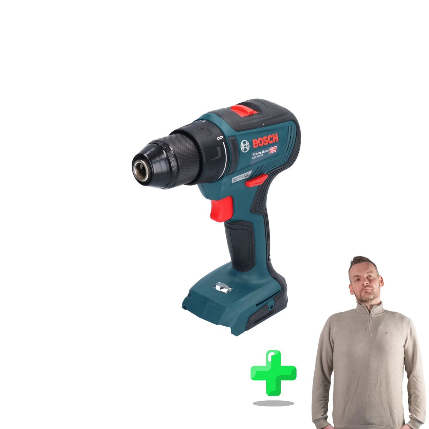 Bosch GSR 18V-55 Professional Akku Bohrschrauber 18 V 55 Nm Brushless + L-Case + Toolbrothers Quarter-Zip Sweatshirt