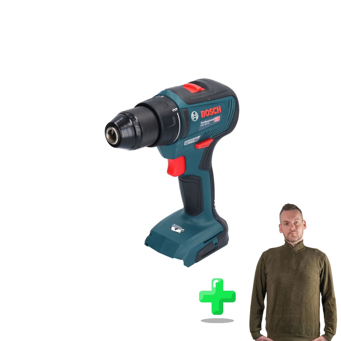 Bosch GSR 18V-55 Professional Akku Bohrschrauber 18 V 55 Nm Brushless + L-Case + Toolbrothers Quarter-Zip Sweatshirt