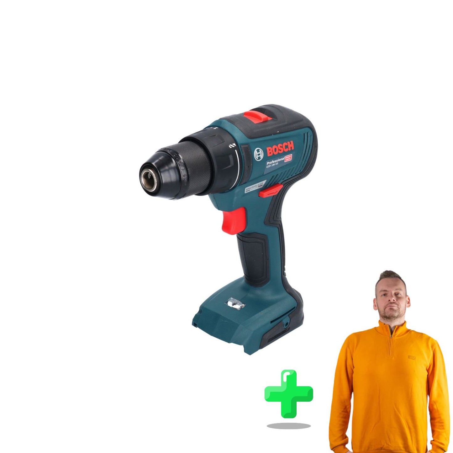 Bosch GSR 18V-55 Perceuse-visseuse sans fil professionnelle 18 V 55 Nm sans balais + L-Case + Sweat-shirt Toolbrothers Quarter-Zip