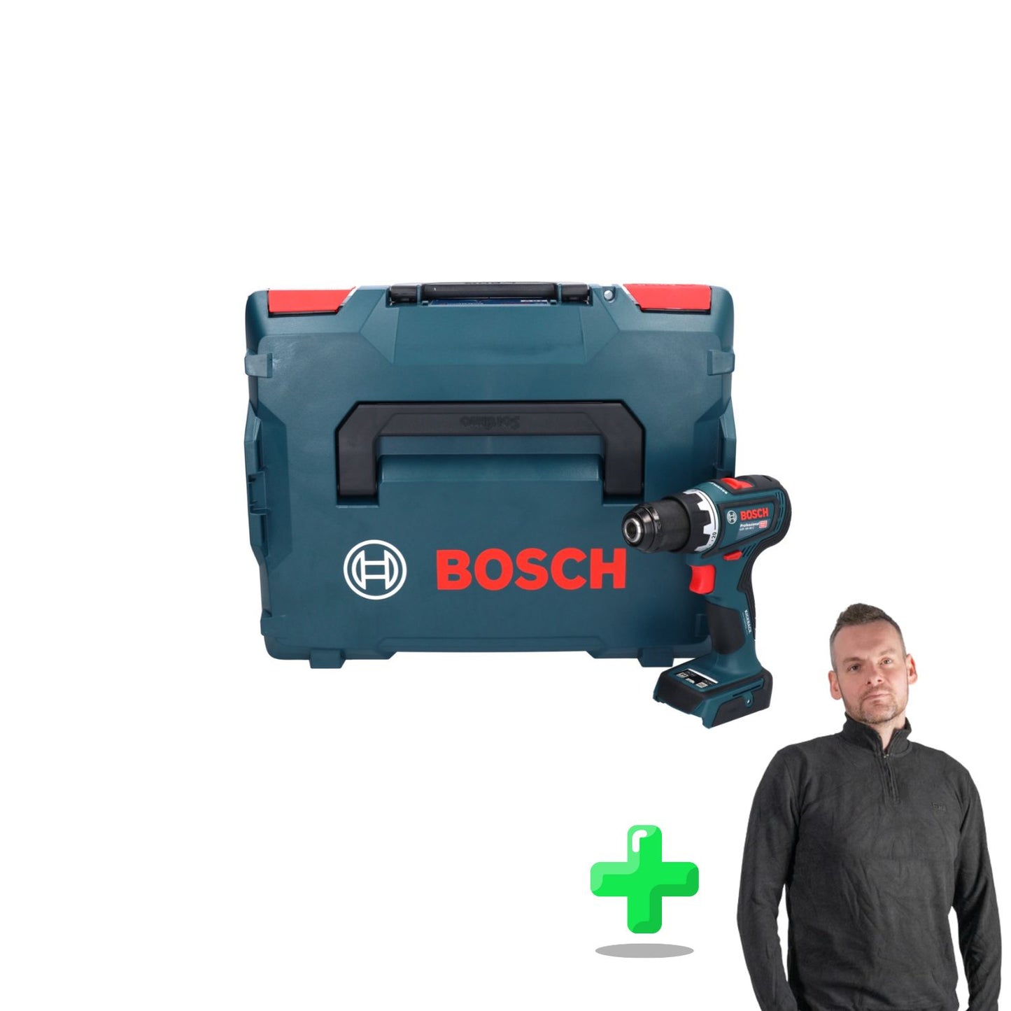 Bosch GSR 18V-90 C Perceuse-visseuse sans fil professionnelle 18 V 64 Nm sans balais + L-Boxx + Sweat-shirt Toolbrothers Quarter-Zip