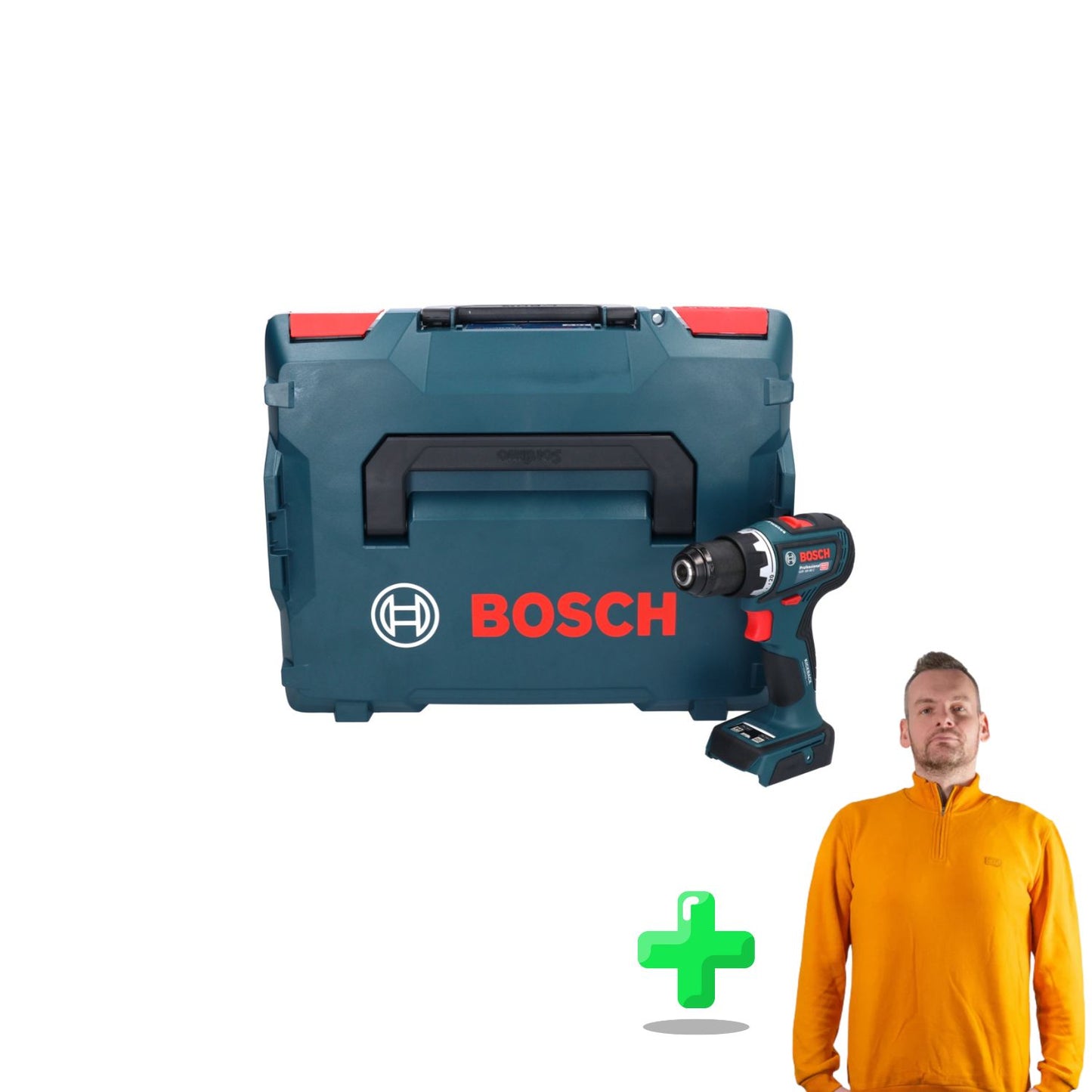 Bosch GSR 18V-90 C Perceuse-visseuse sans fil professionnelle 18 V 64 Nm sans balais + L-Boxx + Sweat-shirt Toolbrothers Quarter-Zip