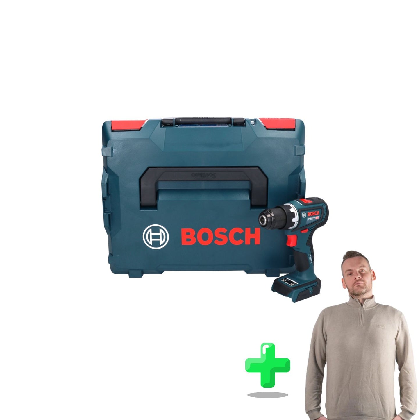 Bosch GSR 18V-90 C Perceuse-visseuse sans fil professionnelle 18 V 64 Nm sans balais + L-Boxx + Sweat-shirt Toolbrothers Quarter-Zip