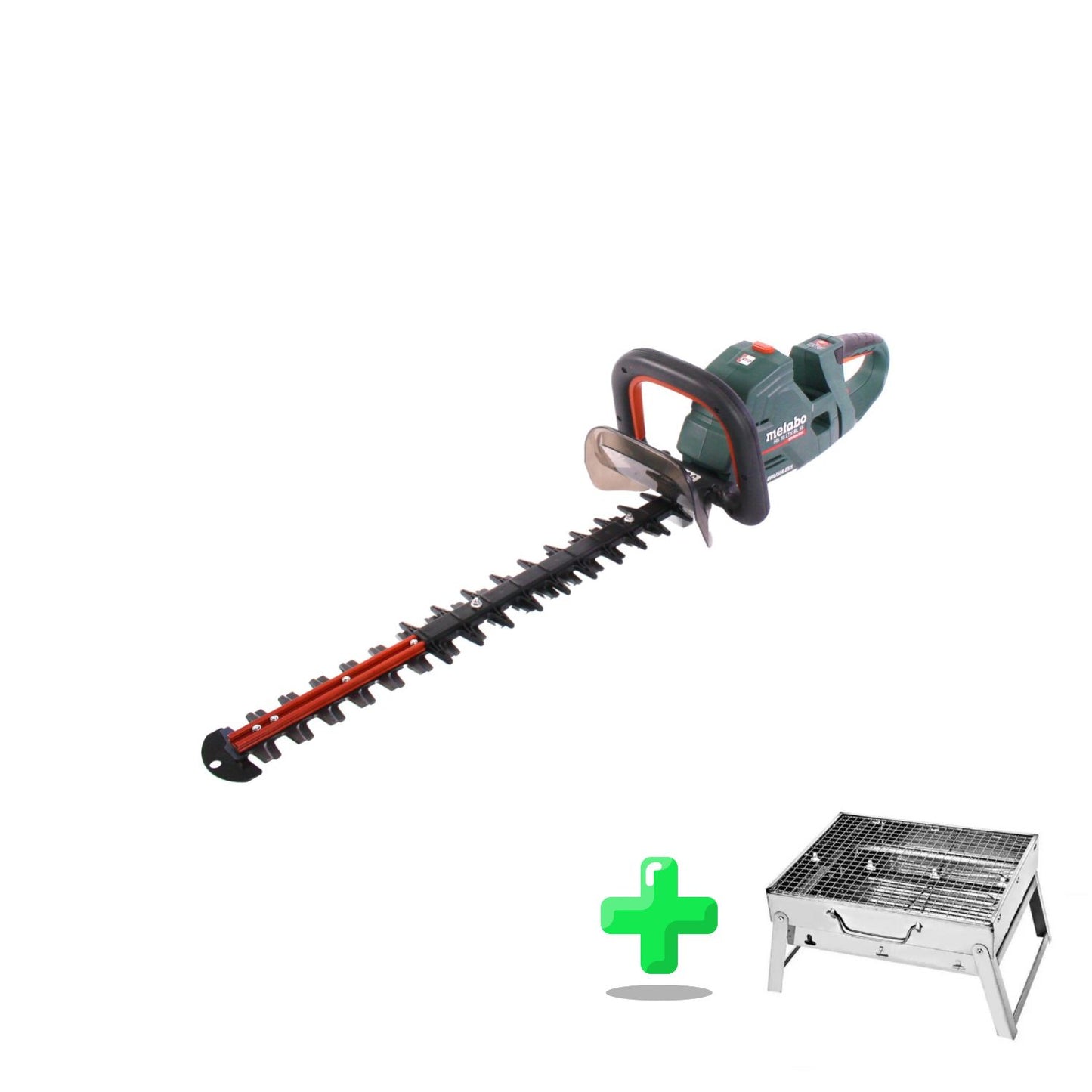 Metabo HS 18 LTX BL 55 Akku Heckenschere 18 V 50 cm Brushless Solo ( 601722850 ) + Toolbrothers Outdoor Holzkohle-Grill