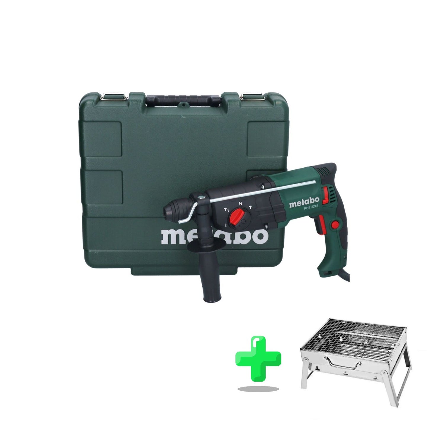 Metabo KHE 2245 Kombihammer 750 W 2,2 J SDS plus + Koffer ( 601708500 ) + Toolbrothers Outdoor Holzkohle-Grill