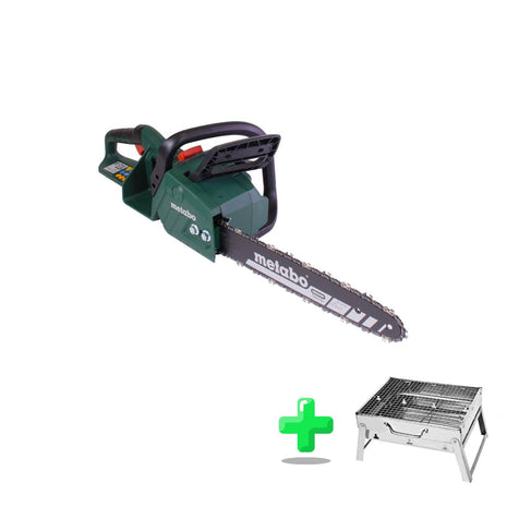 Metabo MS 36-18 LTX BL 40 Akku Kettensäge 36 V ( 2x 18 V ) 40 cm 22 m/s Brushless Solo ( 601613850 ) + Toolbrothers Outdoor Holzkohle-Grill