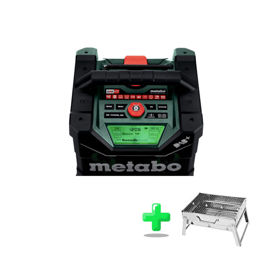 Metabo RC 12 18 32 W BT DAB+ Akku Baustellenradio 12 - 18 V IP 54 ( 600779850 ) + Toolbrothers Outdoor Holzkohle-Grill