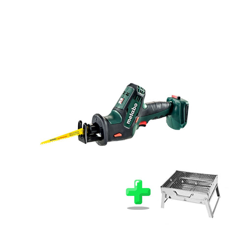 Metabo SSE 18 LTX Compact Akku Reciprosäge Säbelsäge 18 V 13 mm ( 602266890 ) + Toolbrothers Outdoor Holzkohle-Grill