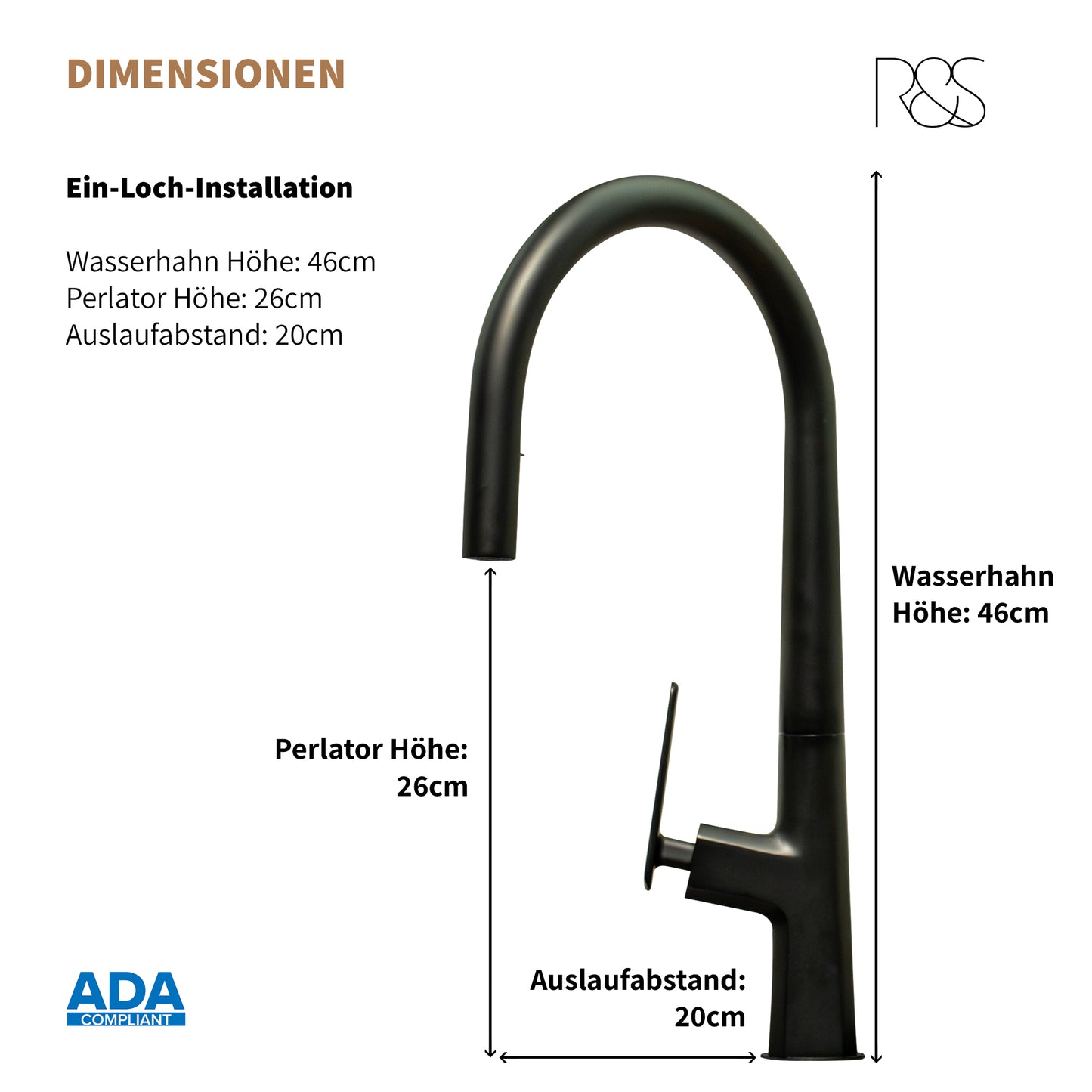 Rosenhahn & Söhne Sylt 100 Küchenarmatur mit Brause- 360° drehbarer Wasserhahn Küche - Armatur Küche [schwarz] - 2-fach verstellbare Spültischarmatur - Brause & Strahl - Anschlussschläuche - Toolbrothers